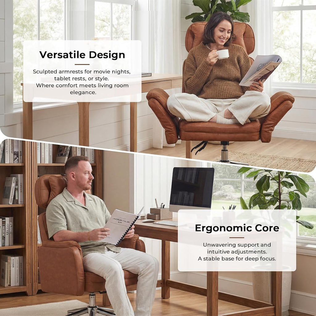 Big and Tall - Criss Cross Leather High Back Executive with Armrests & Wheels, Ergonomic Computer Gaming Desk Chair