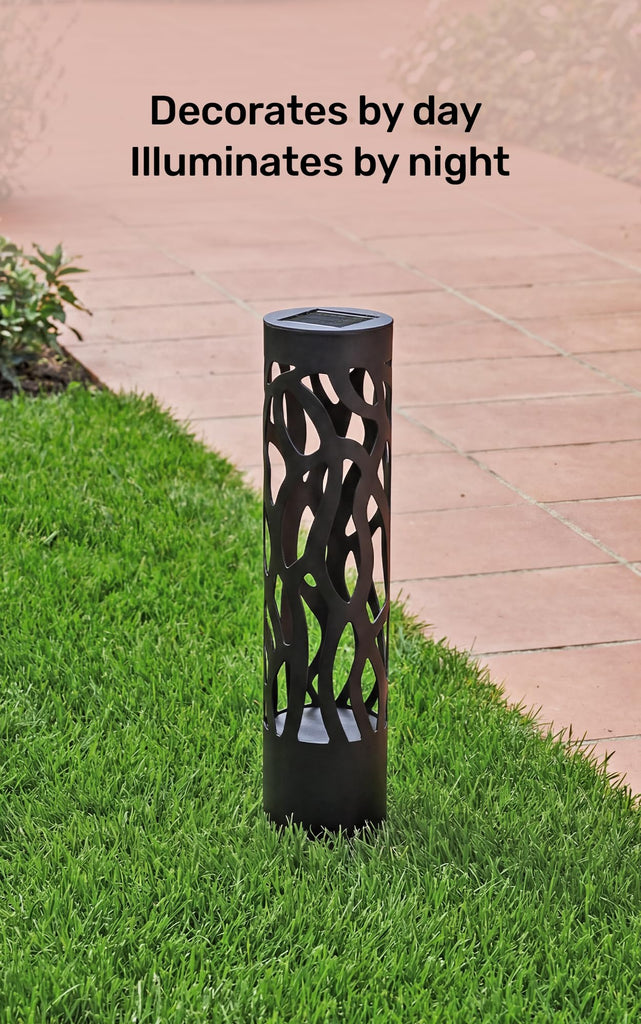 Secure Solar Bollard Pathway Lights, 4-Pack, Black, 4"x16"