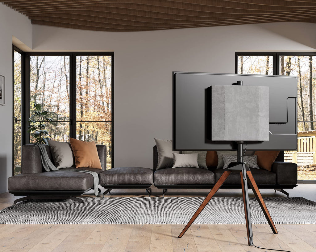 Corner TV Stand for 32-65 Inch TV with Height Adjustable, Walnut