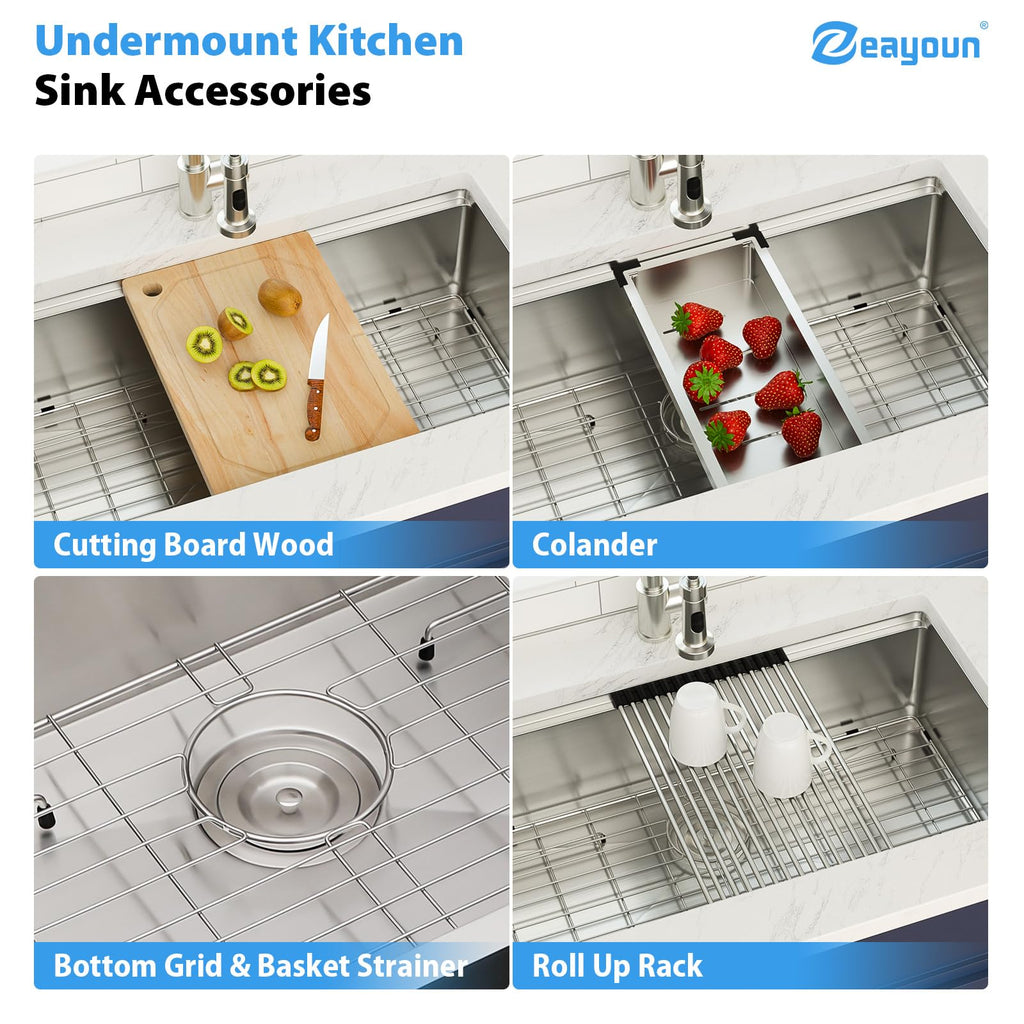 32 x 19 Inch Undermount Kitchen Sink Workstation