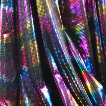Hologram Rainbow Iridescent Fabric Mermaid Metallic Foil Stretch Fabric(Rainbow 2yard)