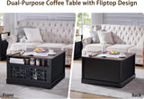 Square Coffee Table, Farmhouse Coffee Tables, Wood Coffee Table with Storage