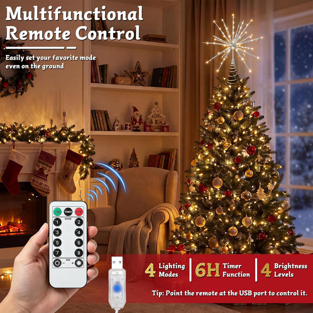 Tree Star Topper Remote Control & Timer USB Powered(Silver)
