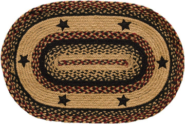 G02381 BlackBerry Star Braided 3 5' Oval Rug, 36" x 60", Multicolor