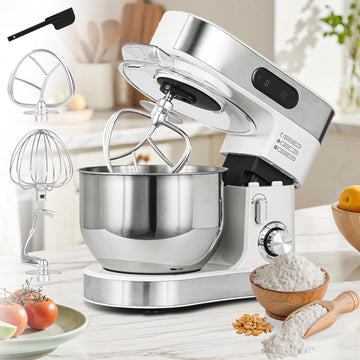 Stand Mixer, 5.8 QT Electric Food Mixer with 600W Pure Copper Motor, 6-Speed Tilt-Head Kitchen Mixer with Stainless
