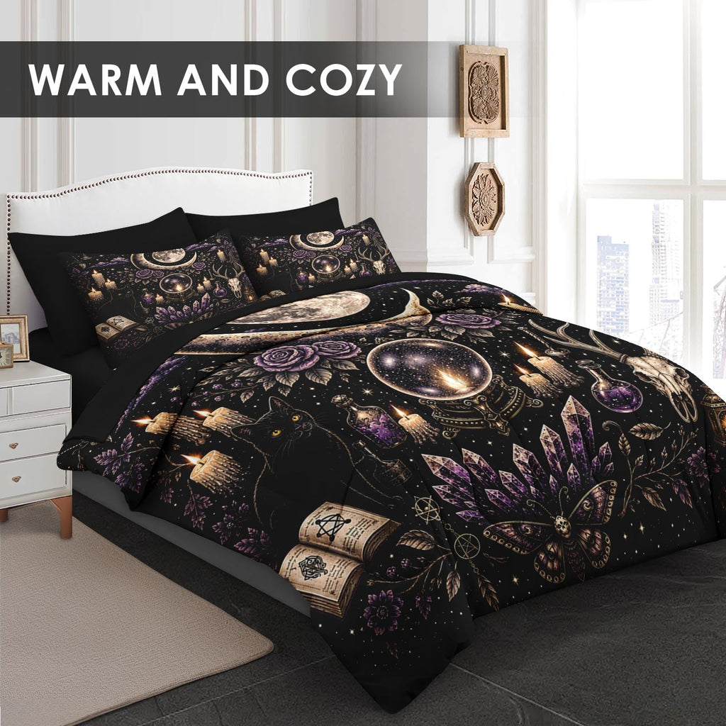 7 Pcs Queen Size Comforter Set, Witchy Crystal Bedding