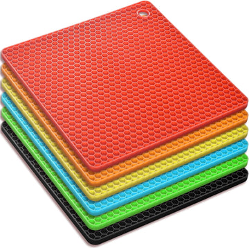 Silicone Square Trivets Mat, 6 Packs Multipurpose Non Slip Heat Resistant Pot Holder-Assorted Color - Set of 6