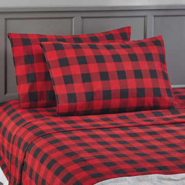 Cotton Flannel Sheet Set, 100% Cotton Brushed Flannel Bedding with Flat Sheet, Fitted Sheet, & Pillowcases, Fits