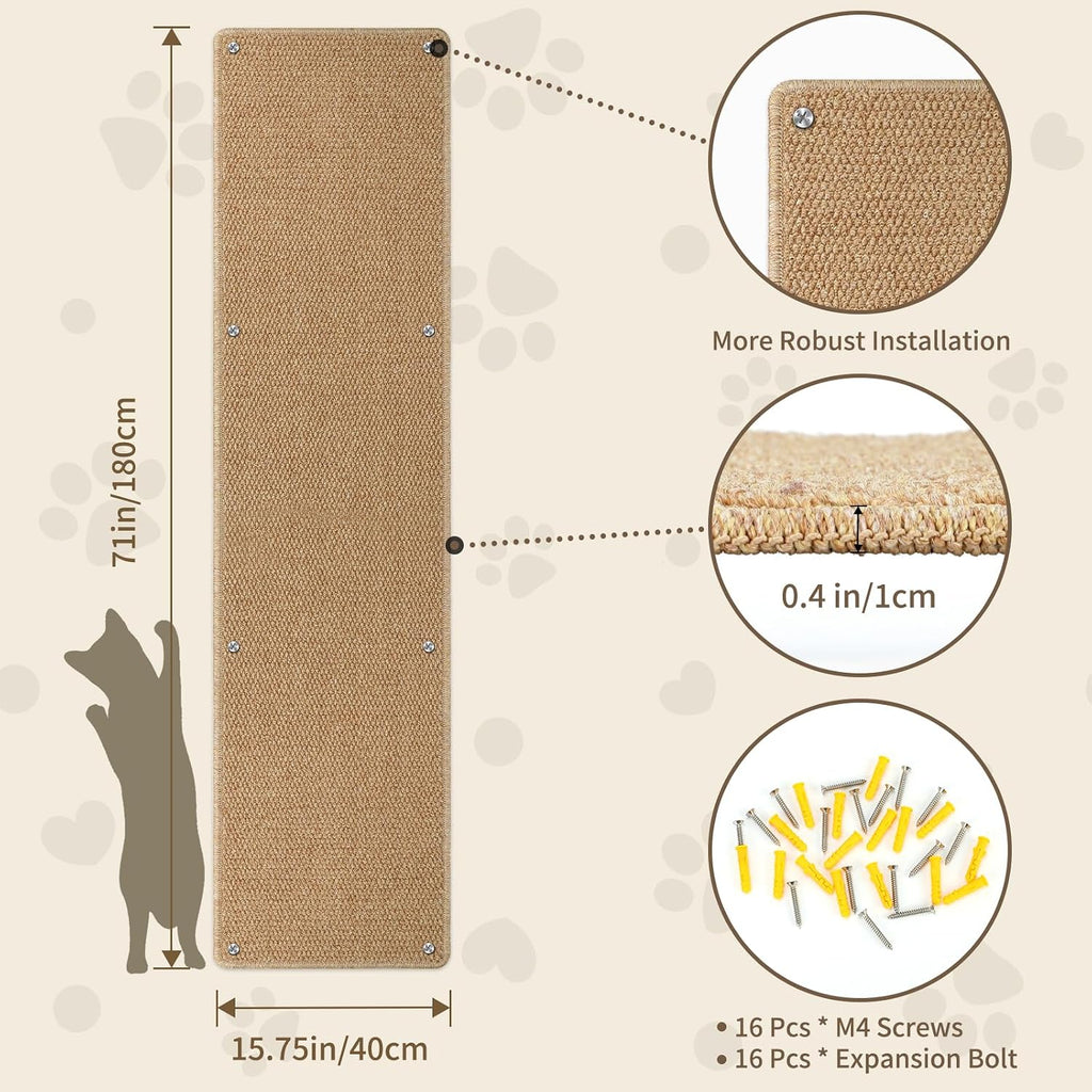 71x15.8" Thickened Cat Wall Climbing Carpet with 16 Fixed Nails