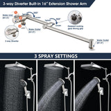 14 Inch Rain Shower Head with 5+1 Settings Handheld Spray Combo