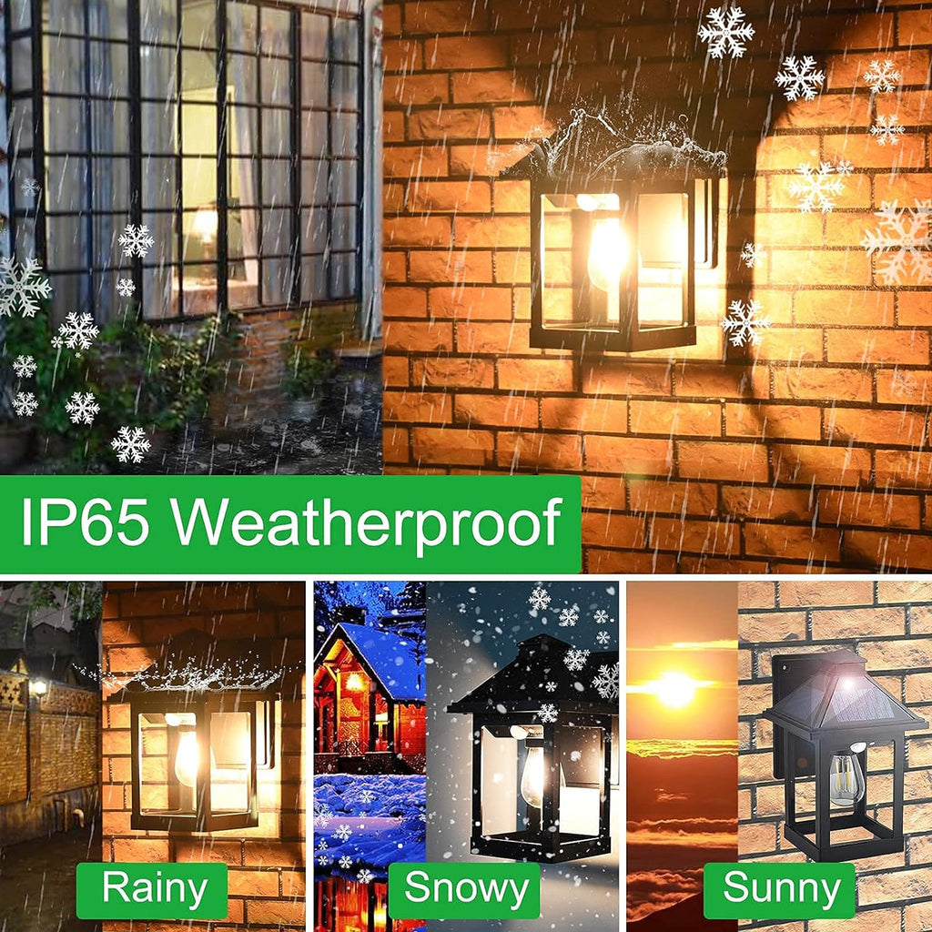 2 Pack Solar Wall Lanterns Outdoor with 3 Modes, Dusk to Dawn Motion Sensor LED Sconce Lights IP65 Waterproof