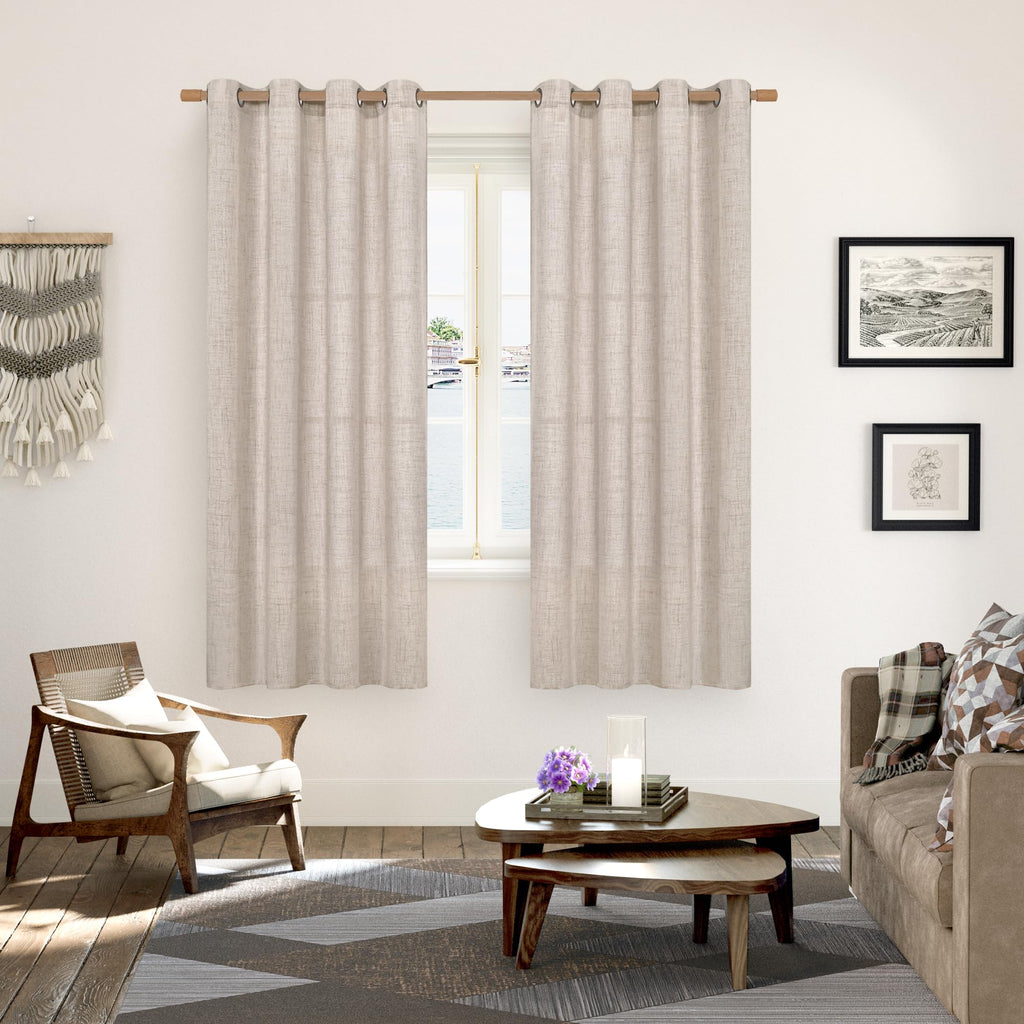 Natural Linen Curtains 72 Inch Long 2 Panels