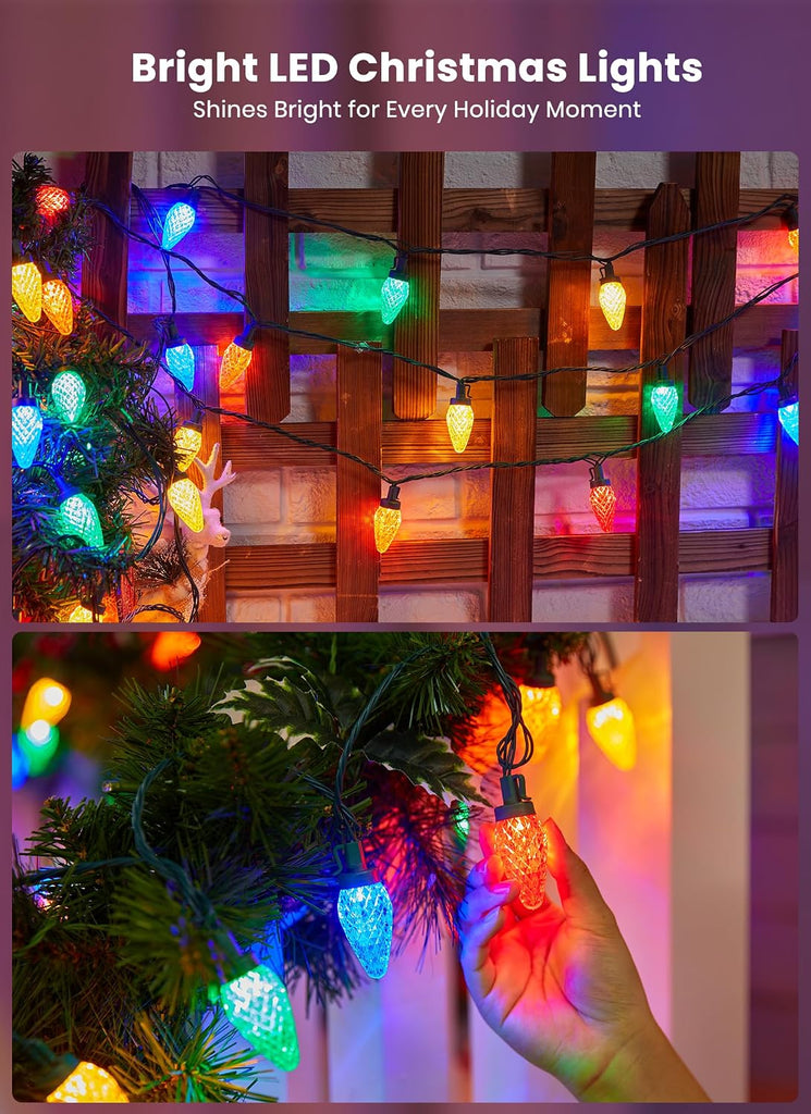 C9 Christmas Lights Outdoor, 114FT 150 LED C9 String Lights, Multicolor
