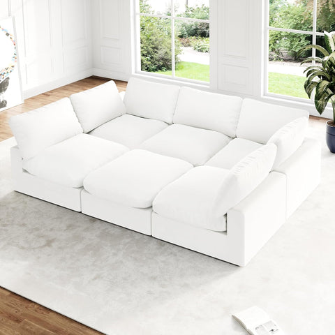 Cloud Modular Sectional Sofa - Oversized Down Feather Filled, Comfy Upholstered Deep Seat Couch for Living Room, Convertible Sleeper Sofa Bed with Washable & Replaceable Covers A124-B0F2FJG5LV