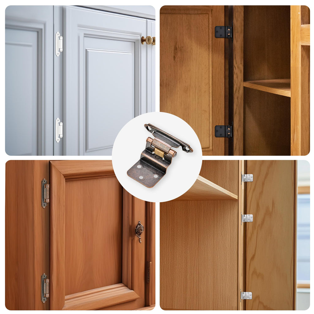 50 Pack 25 Pairs 3/8" Inset Cabinet Door Hinges Oil Rubbed Bronze Offset Self Closing Kitchen Cabinet Hinges Bronze