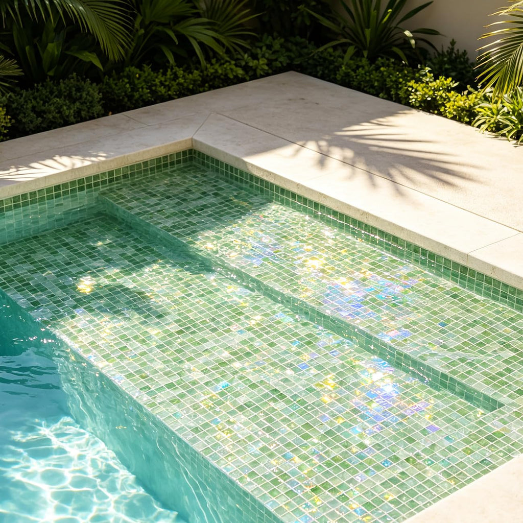 5.75 Sq.Ft Iridescent Green Glass Mosaic Tile, Backsplash