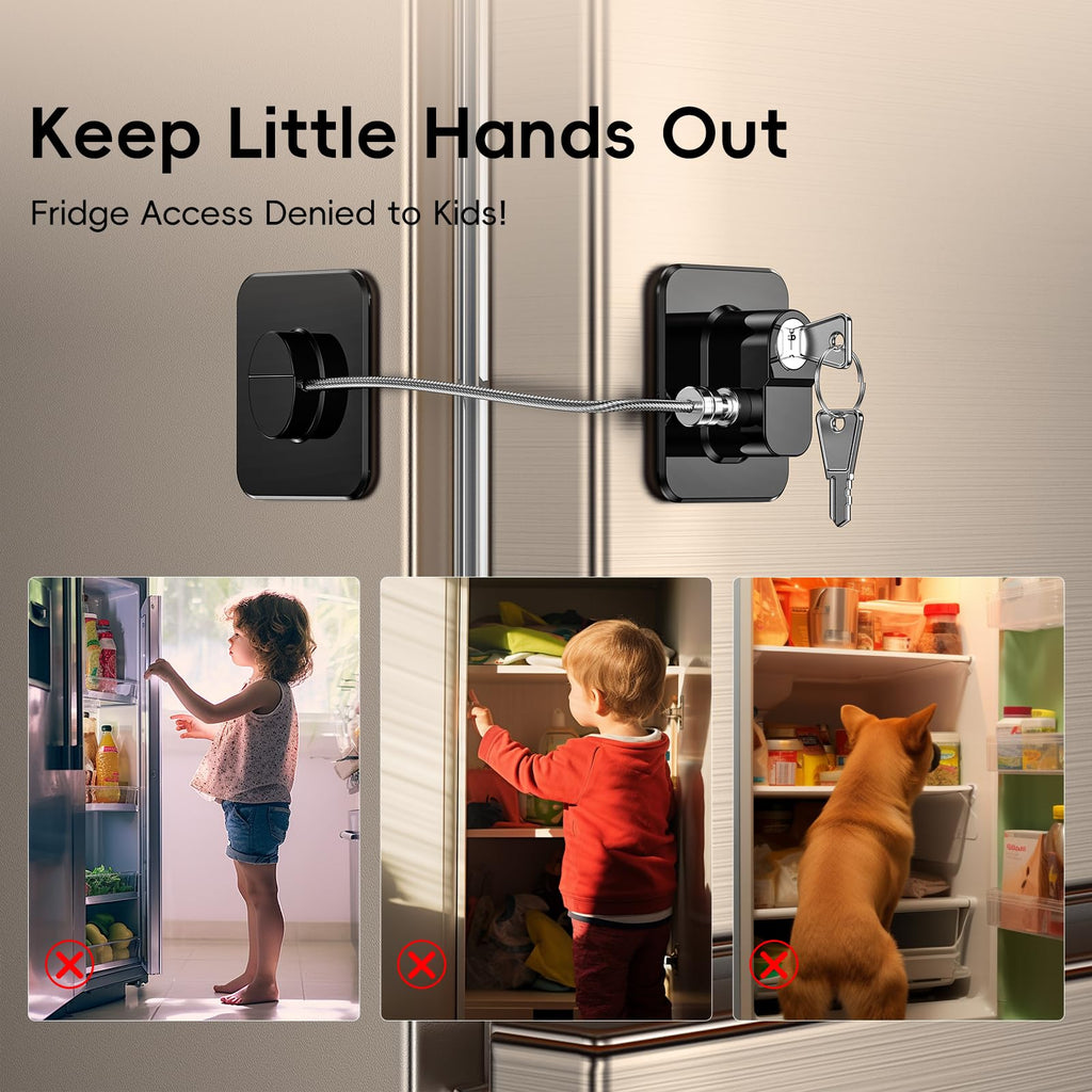 4 Pack Refrigerator Locks with 8 Keys, Child Safety Lock for Fridge Door Locks, Cabinets, Freezer, Desk Drawers