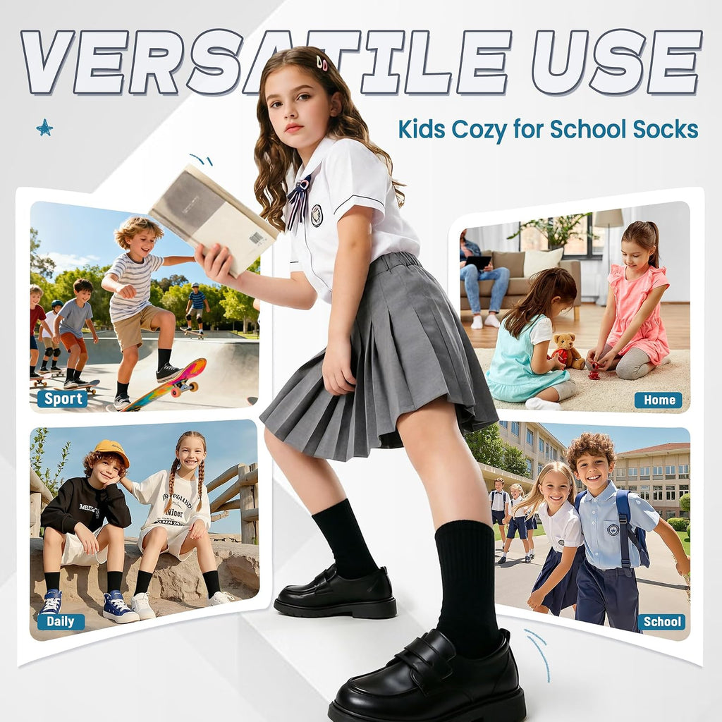 Kids Classics Crew Socks 10 Pairs Child Boy Girls Athletic Cotton Basic School Uniform Breathable Casual Sports Socks