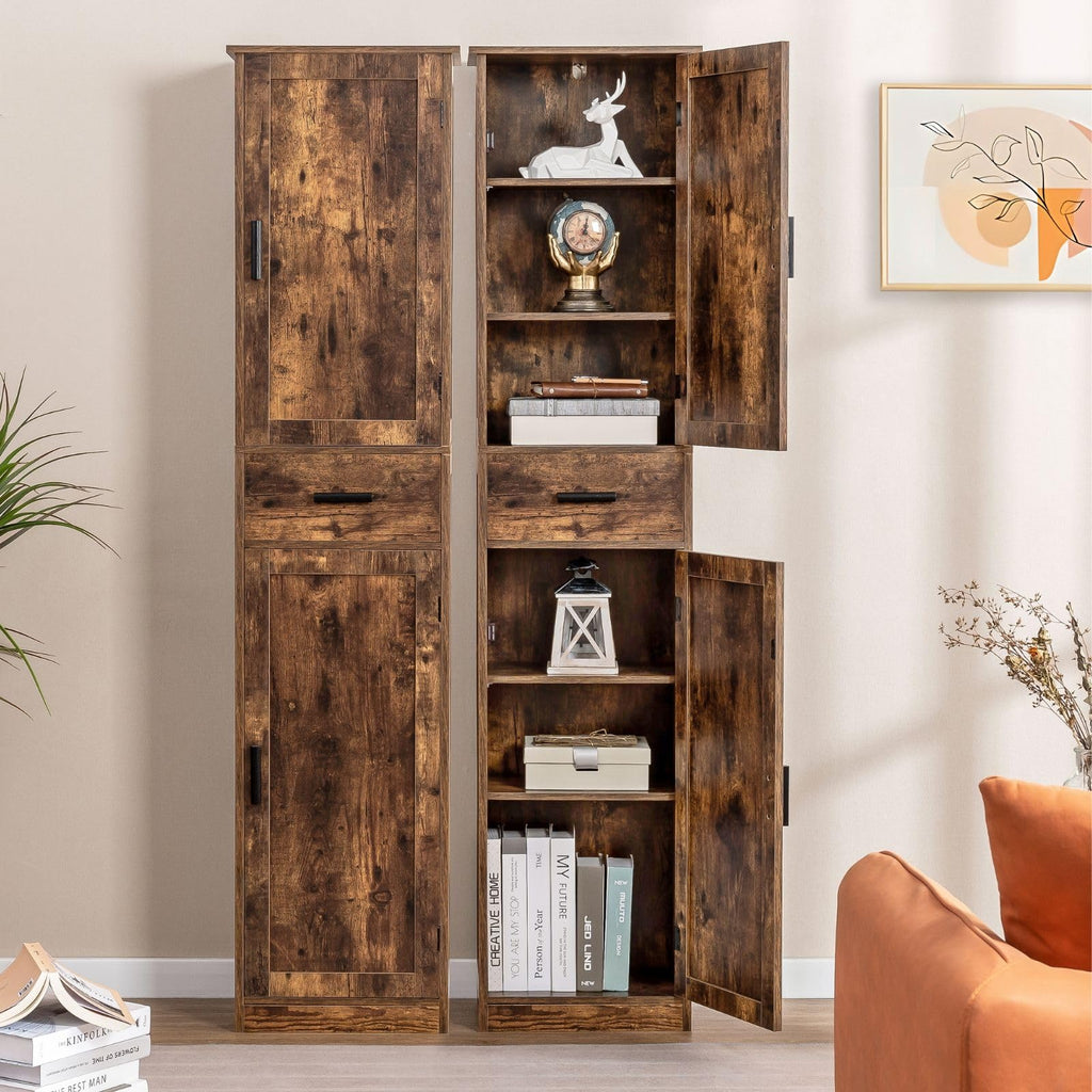 67'' Tall Storage Cabinet with Adjustable Shelves & 2 Doors, Bathroom Cabinet with 1 Drawer, Narrow Tall Cabinets