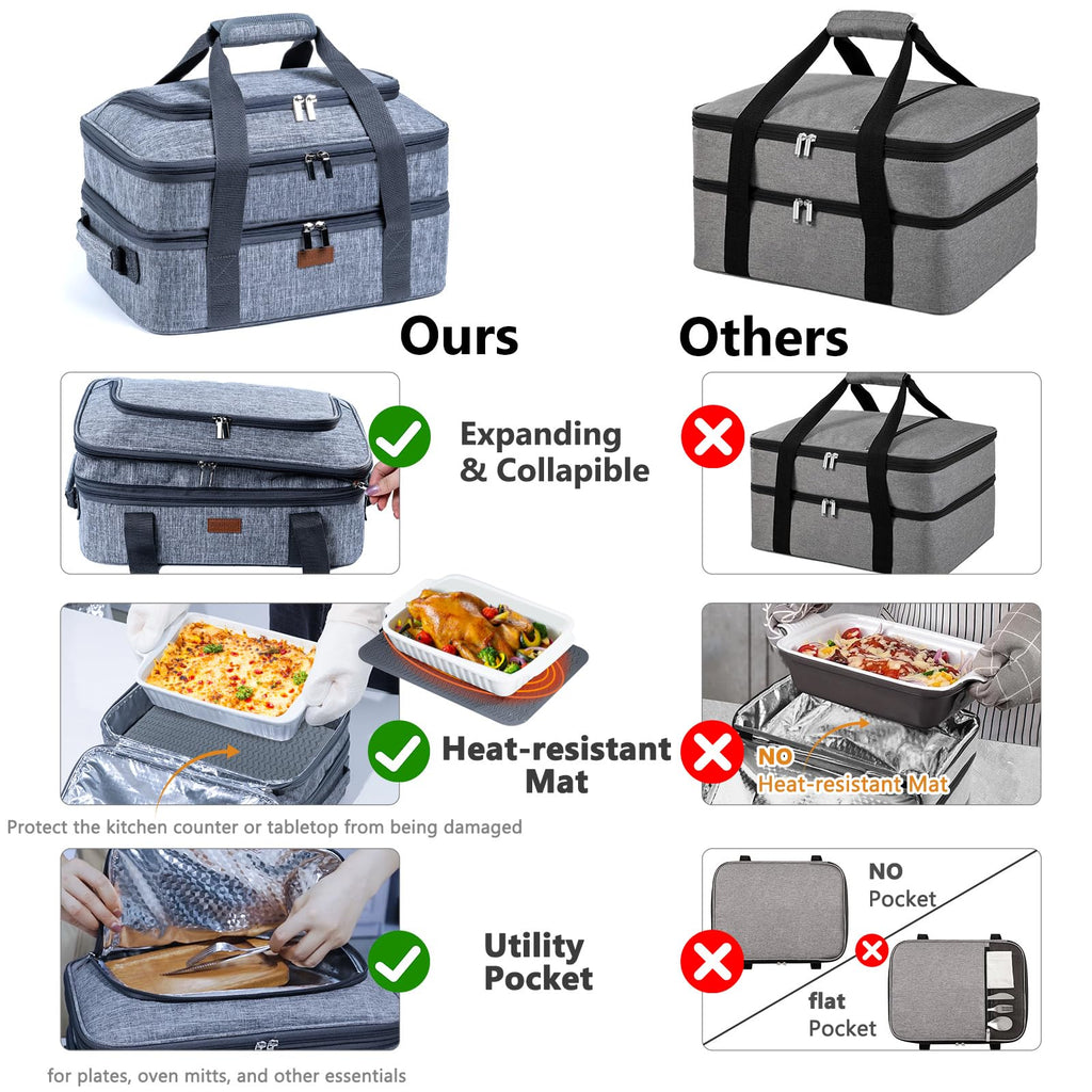 Expandable Insulated Casserole Carrier for 9" x 13" Baking Dish