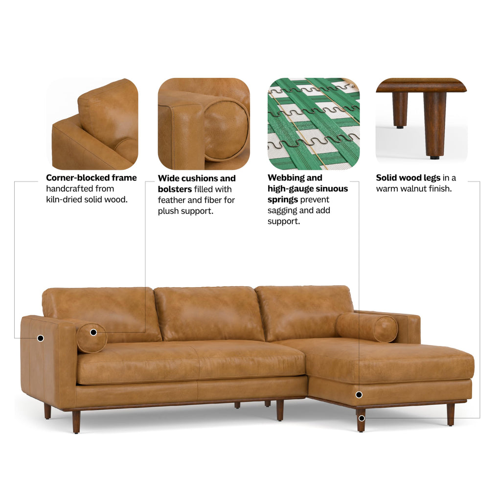 Morrison 102" Full-Grain Leather Right-Facing Sectional Sofa