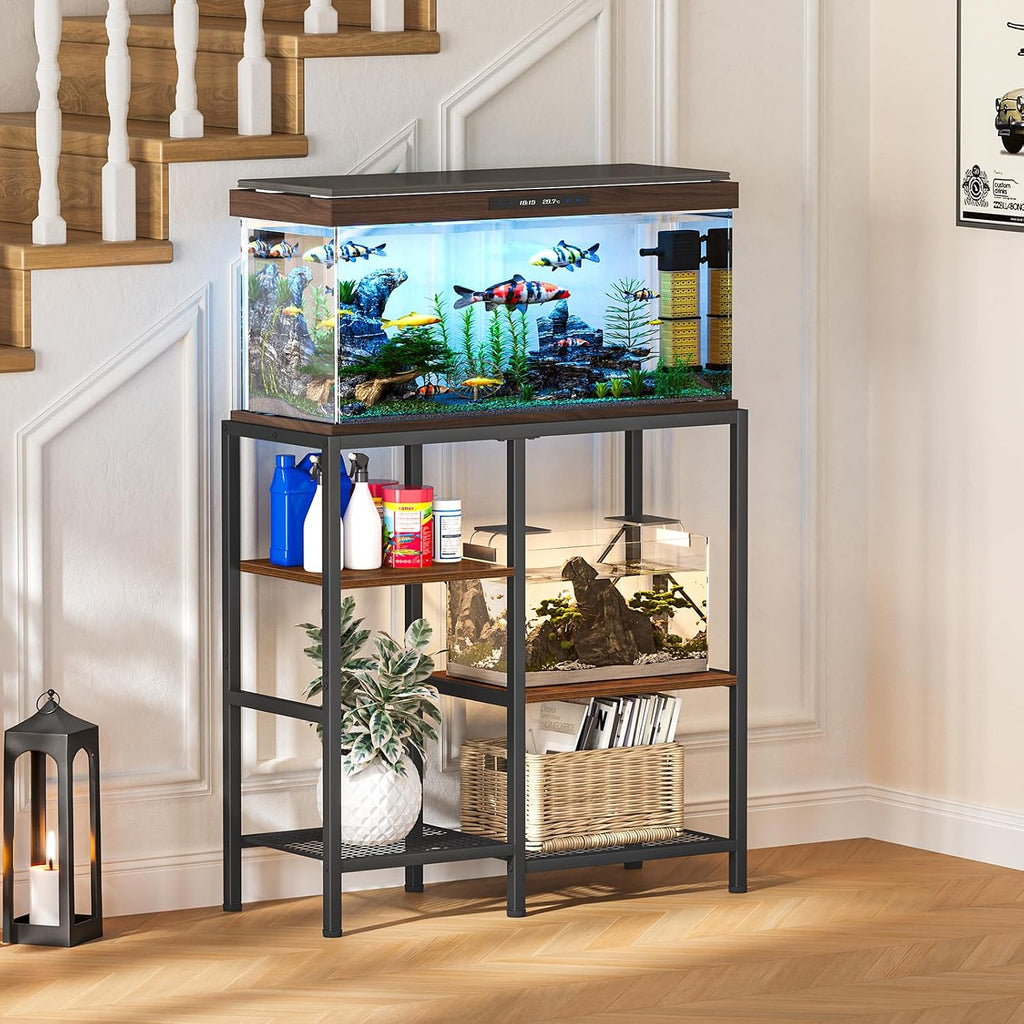30 Gallon Aquarium Stand, Fish Tank Stand with Shelf for Storage, 3 Tier Heavy Metal Frame Fish Tank Stand, 30 Gallon