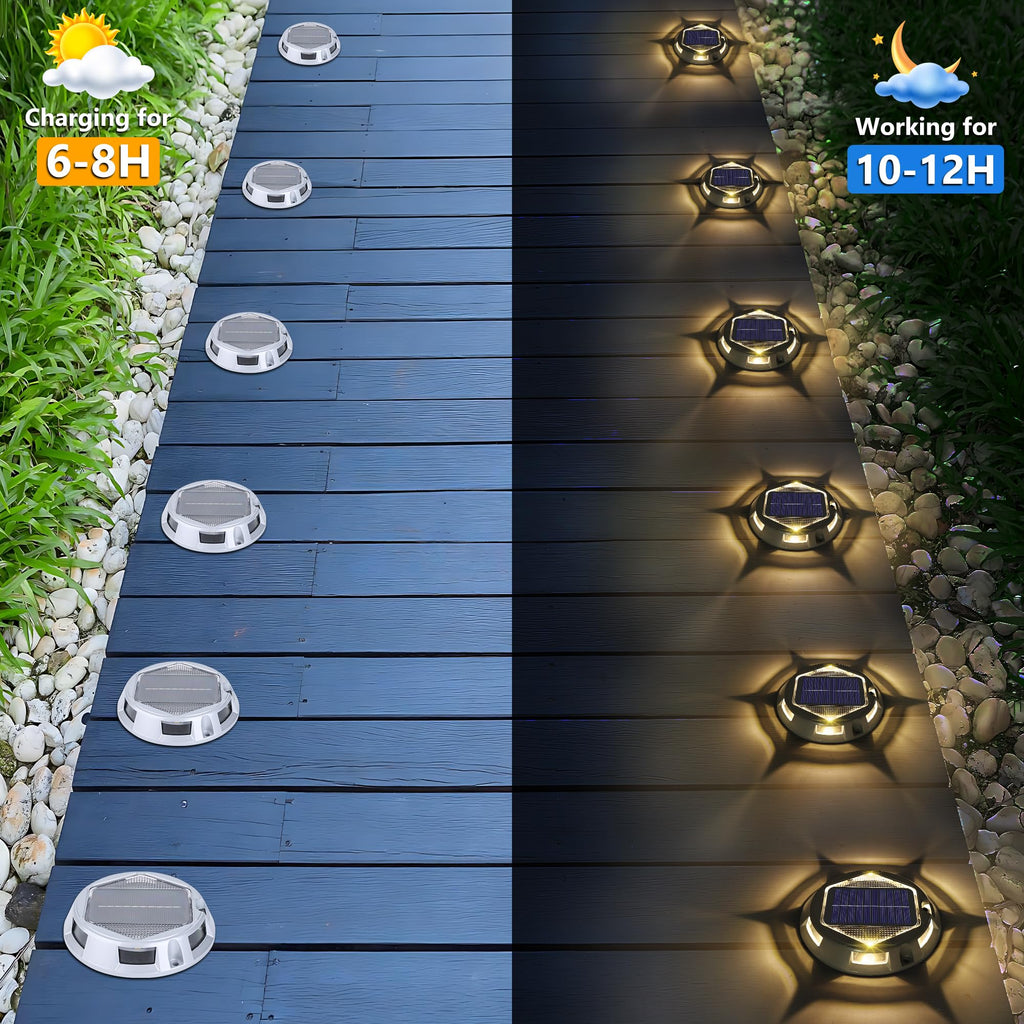 Solar Deck Light Outdoor, 12 Pack 9 Colors in 1 Solar Driveway Dock Lights, IP67 Waterproof Solar Powered Outdoor