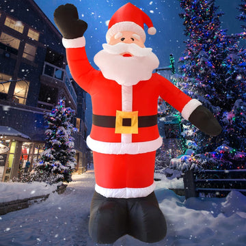 8FT Christmas Inflatable Santa with Build-in LED Lights, Blow up Santa Inflatables Outdoor Decorations Large Party