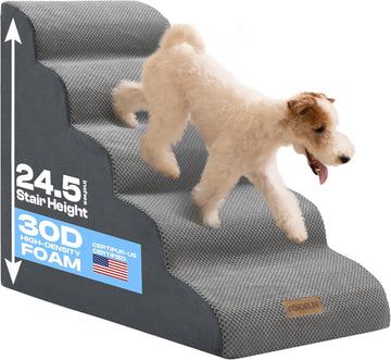 Dog Stairs for High Beds, 24.5" Foam Pet Ramp Step for Small Dogs