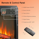 23" Electric Fireplace Insert, Fireplace Heater with Remote, Adjustable 4 Flame Brightness, Log Set, Low Noise