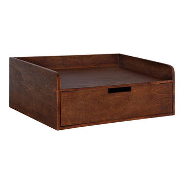 Kitt Modern Floating Wall Shelf Side Table with Drawer, 18" x 12" x 6.5", Walnut