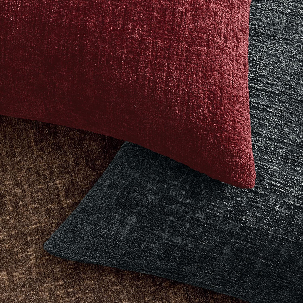 Christmas Couch Pillow Covers Textured Chenille 18x18 Burgundy - Set of 2