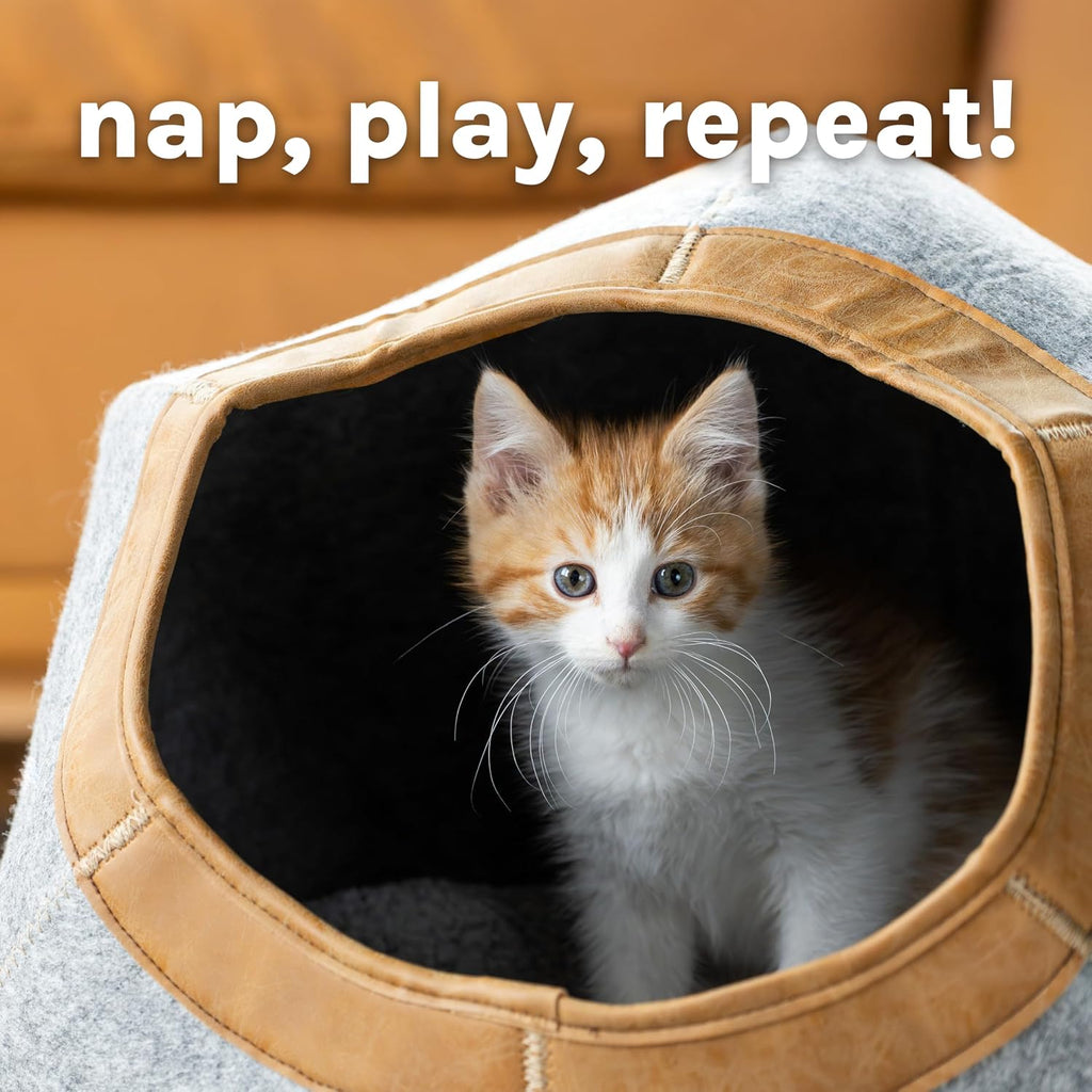 Felt Round Bed, Warm and Cozy cat Bed, Gray