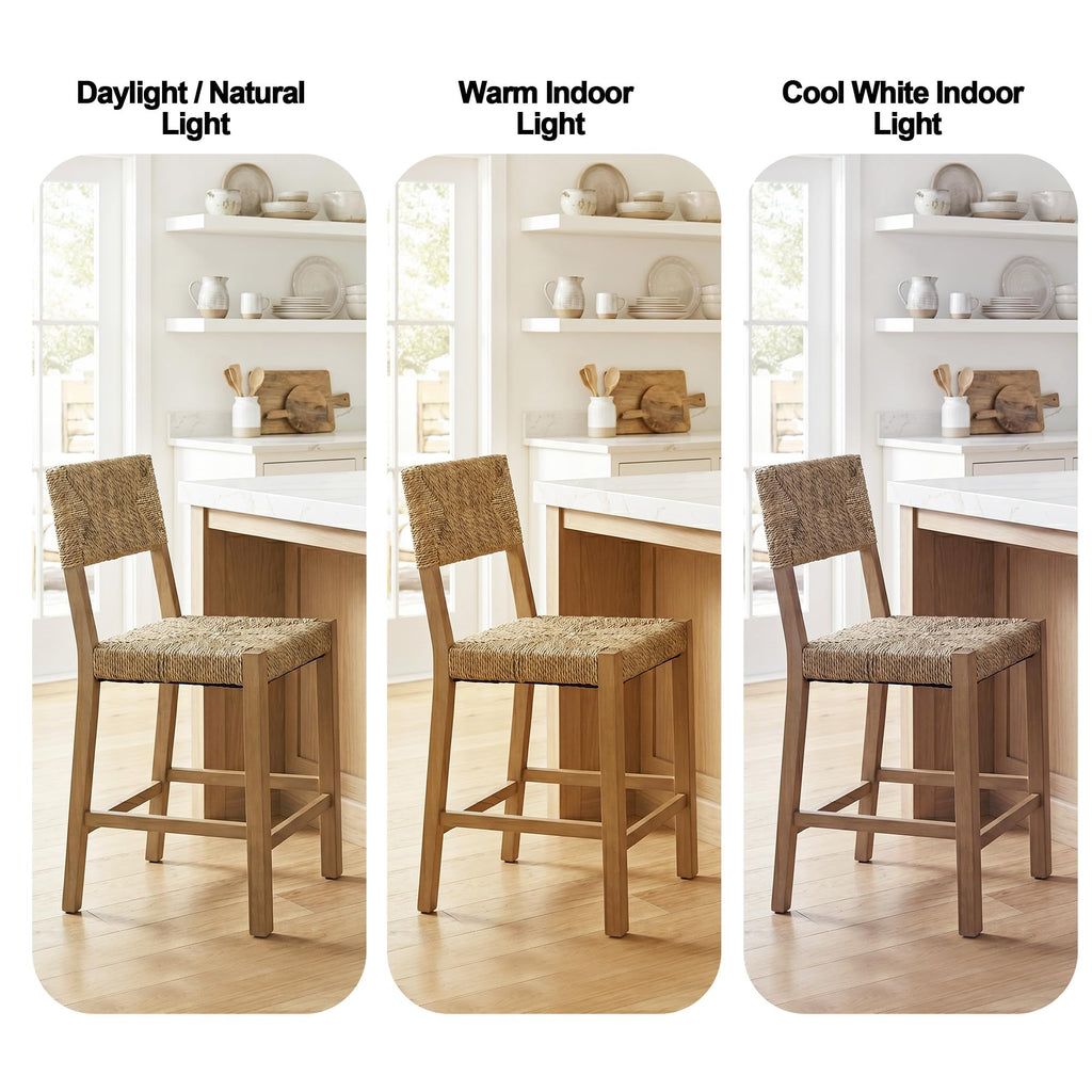 Rattan Bar Stools Set of 4, 24'' Bohemian Counter Height Stools