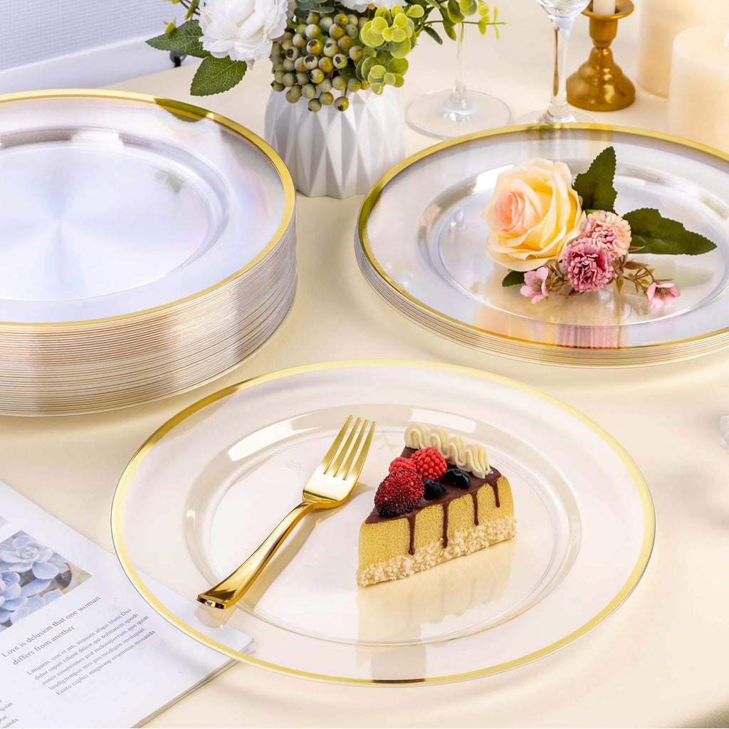 Inch Clear Charger Plates with Gold Rim - Set of 15