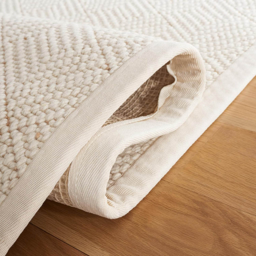 Natural Fiber Area Rug - 9' x 12', Ivory, Handmade Wool & Jute