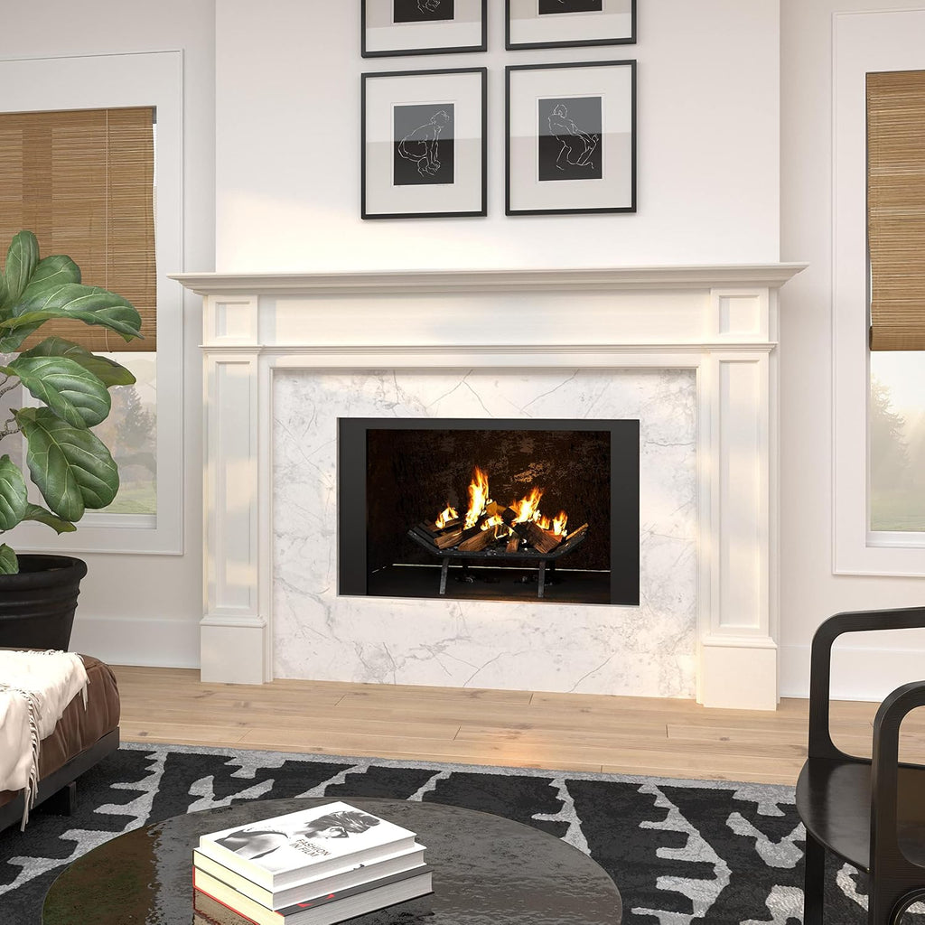 Furniture for Your Fireplace, Premium Grade A MDF Mantel Surround, Crisp White Paint, Interior Opening 48"