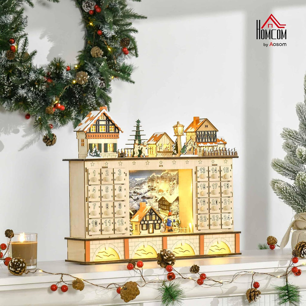 Christmas Advent Calendar Light Up for Kids and Adults Natural