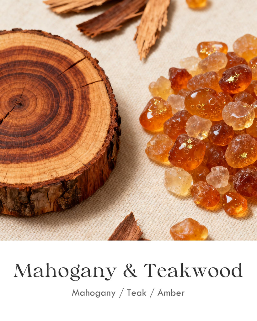2 Pack Mahogany Teakwood Candles for Men - 3 Wick 24oz Black Candle