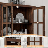 Farmhouse 63" Buffet Sideboard Cabinet with Glass Door, Large Storage Cabinet with Adjustable Shelf