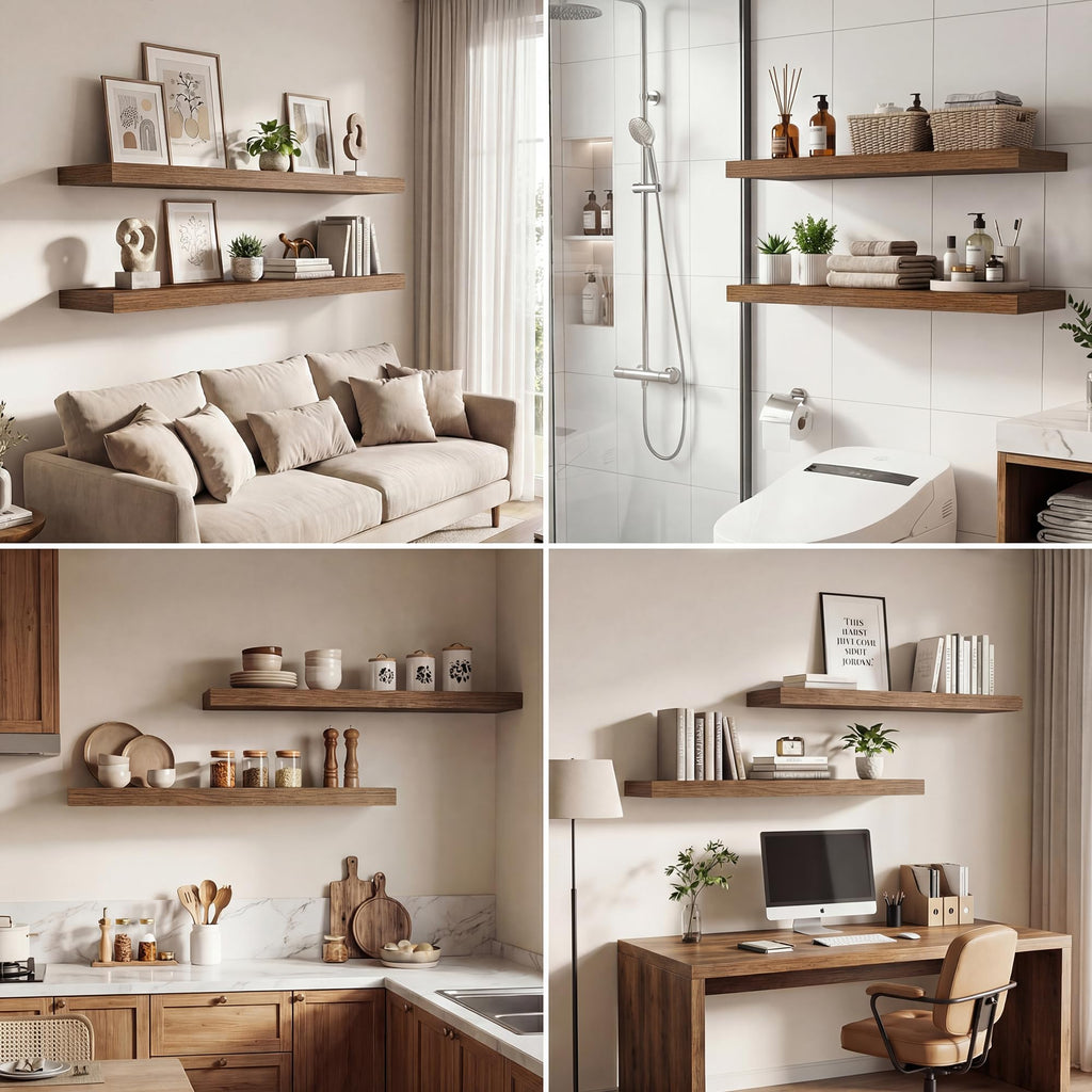 72 Inches Floating Shelves for Wall, 9.3" Deep Long Floating Shelves Set of 1, Large Display & Storage Shelf, Wall Shelf