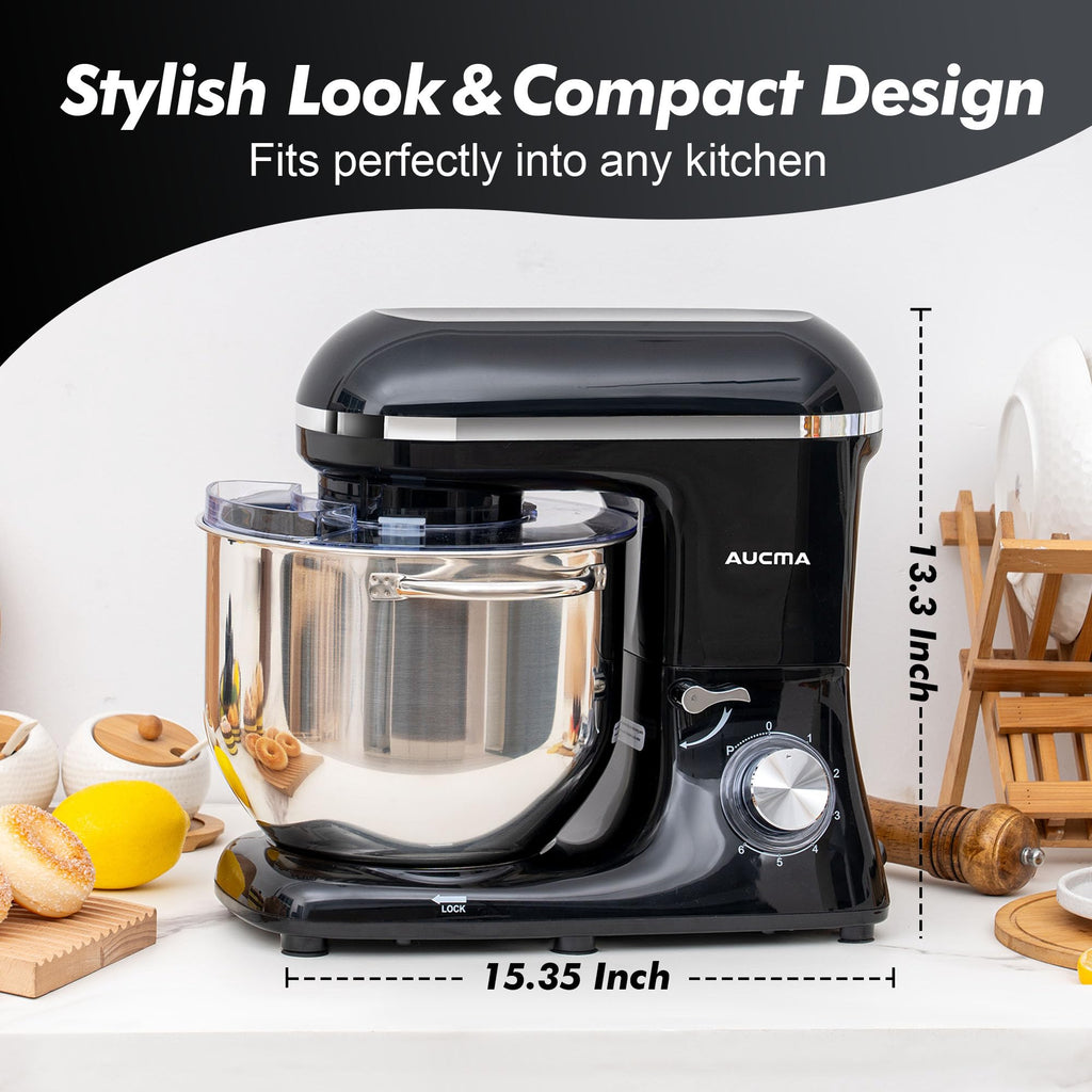Stand Mixer,8QT 900W 6-Speed Tilt-Head Food Mixer, Kitchen Electric Mixer with Dough Hook, Wire Whip & Beater