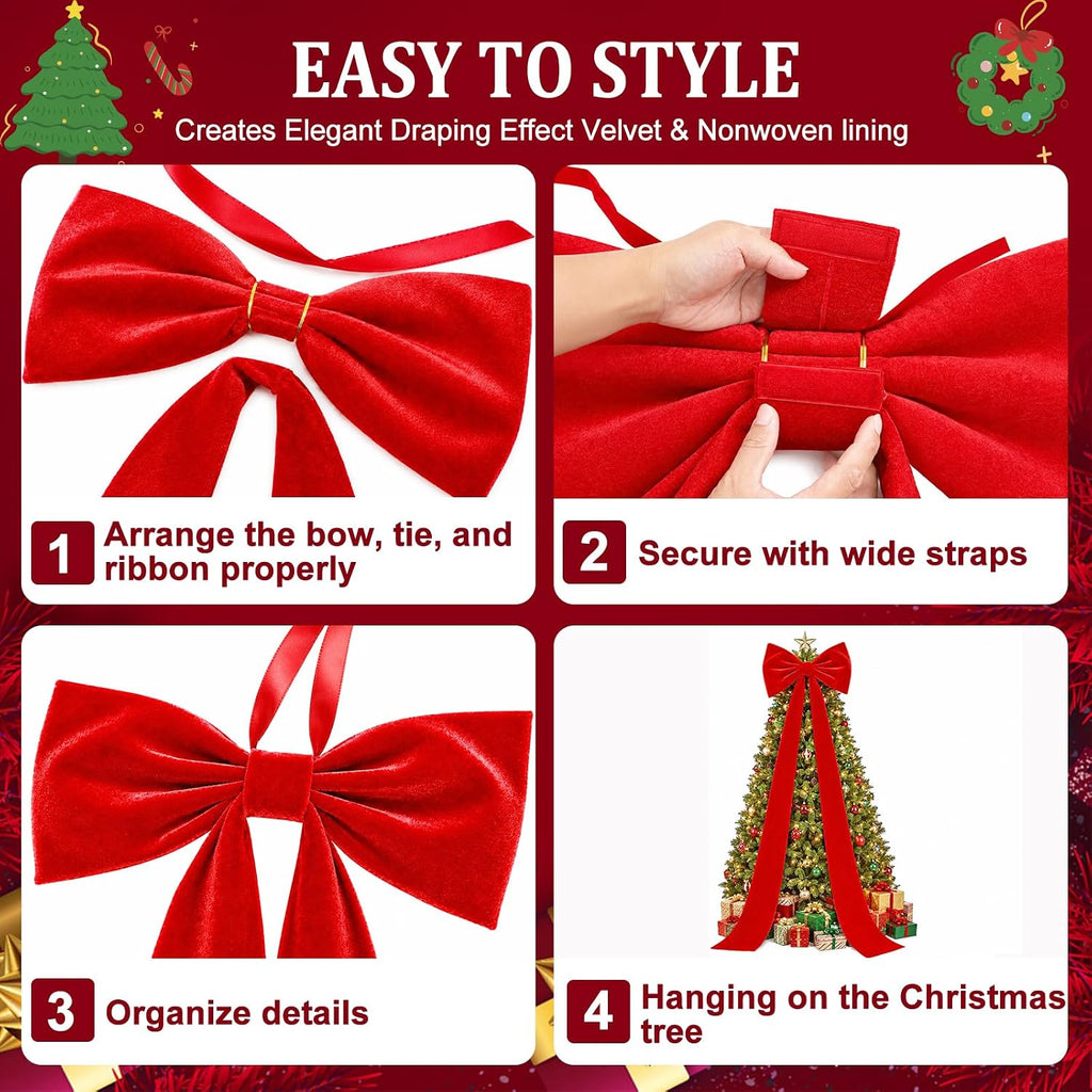Extra Large Christmas Tree Topper Bow, 118x28 Giant Bow for Christmas Tree