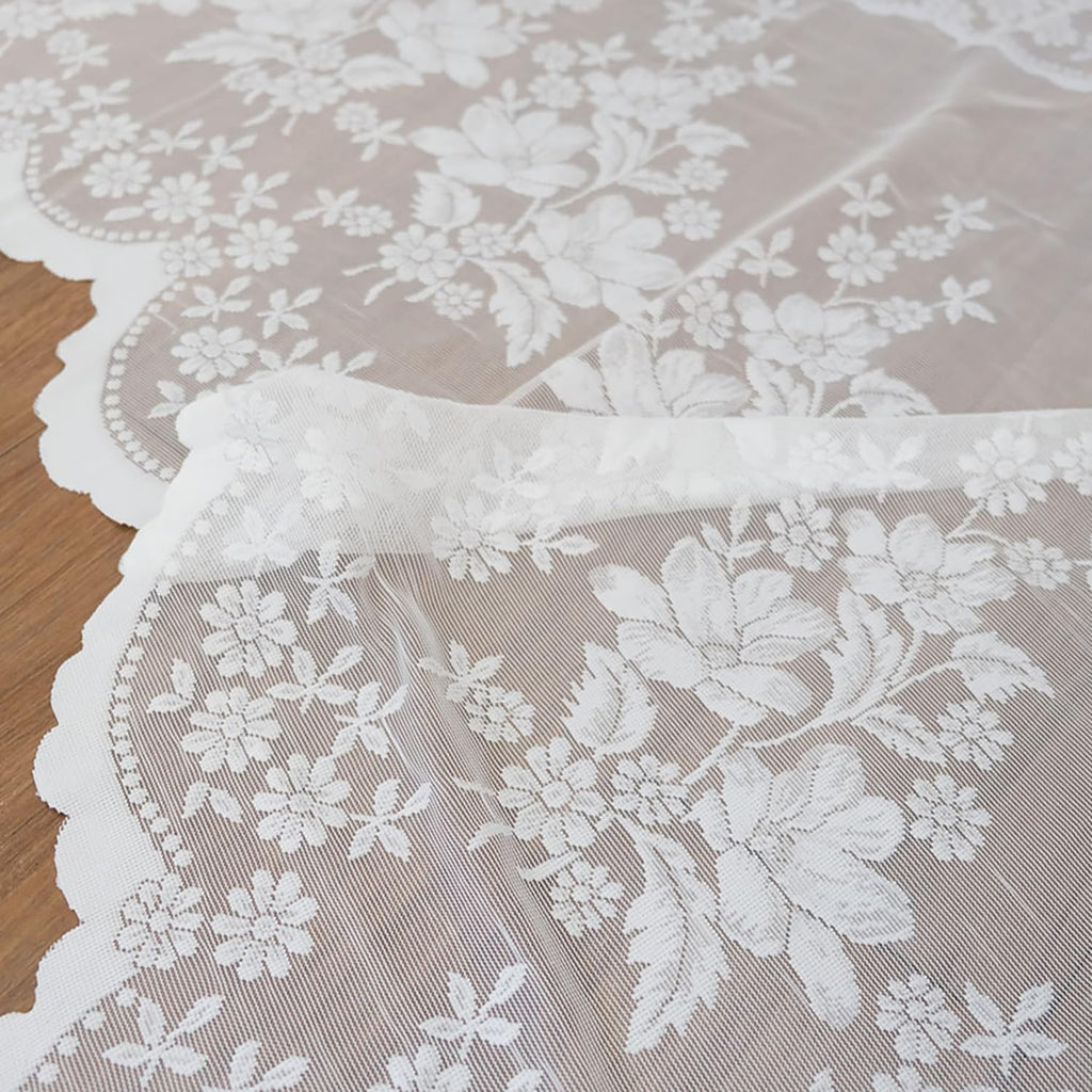 Floral Lace Kitchen Curtain 35in White Sheer Curtain Valance Swag Door