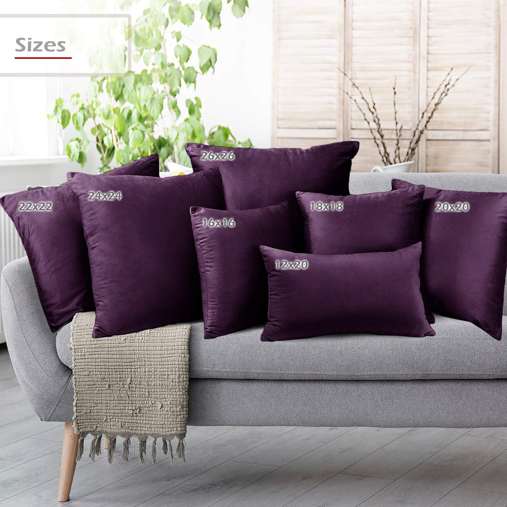 Throw Pillow Covers, Cozy Velvet Decorative Pillow Cases 24x24 Inches, Soft Solid Couch Pillow Covers for Sofa, Bed