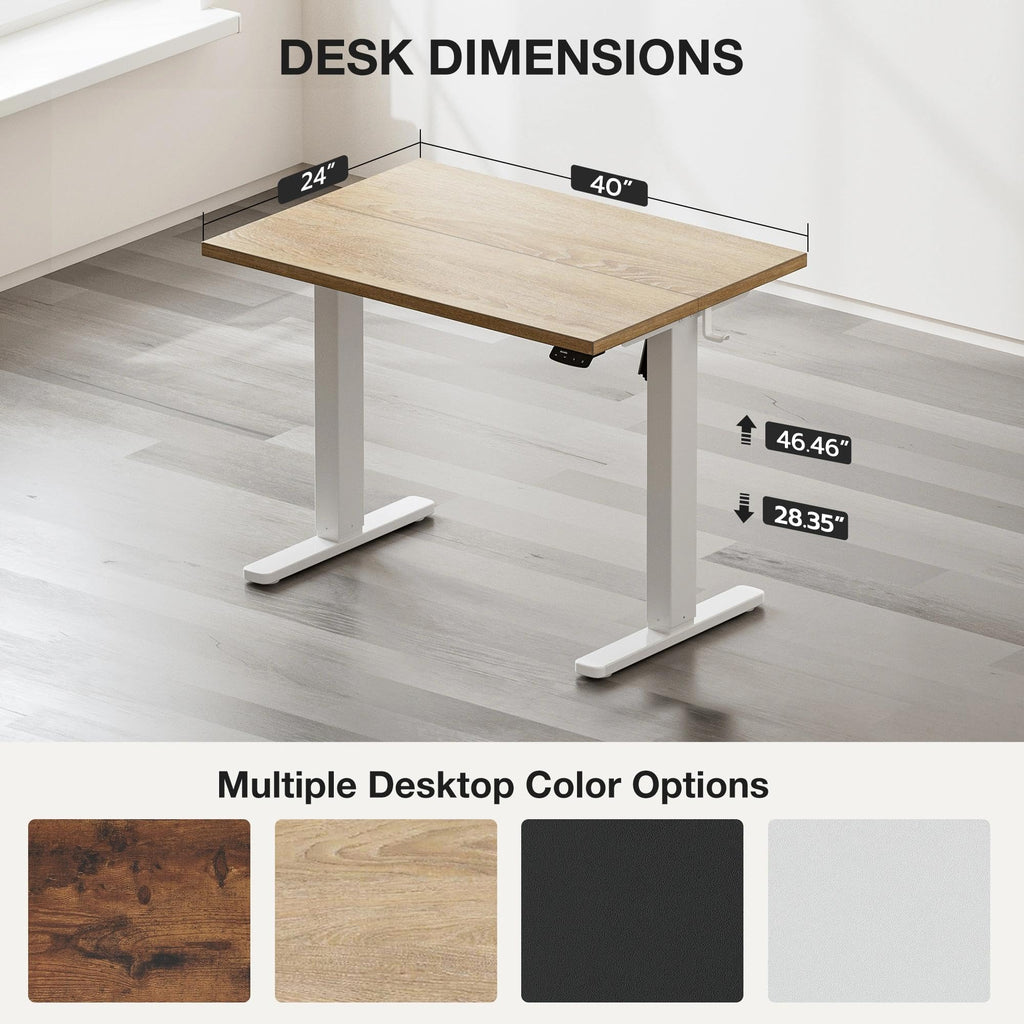 40x24 Electric Standing Desk with Cable Net, Oak