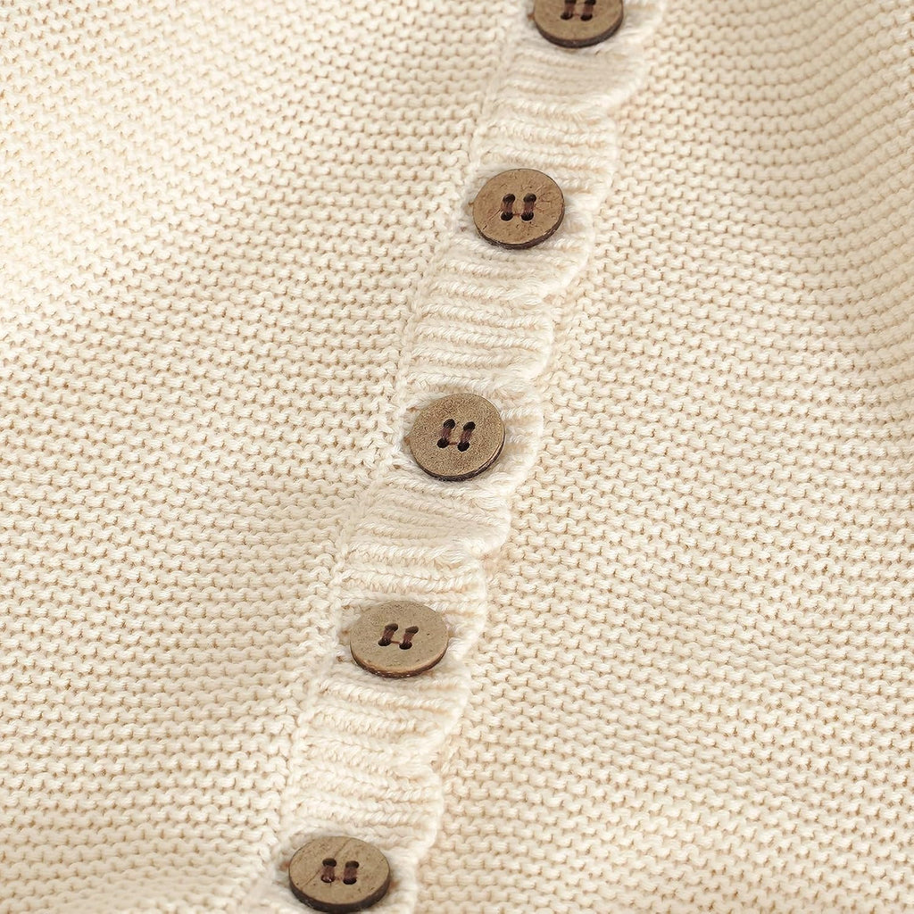 Organic Cotton Baby Sweater Knit Romper Hat Booties 3 Piece
