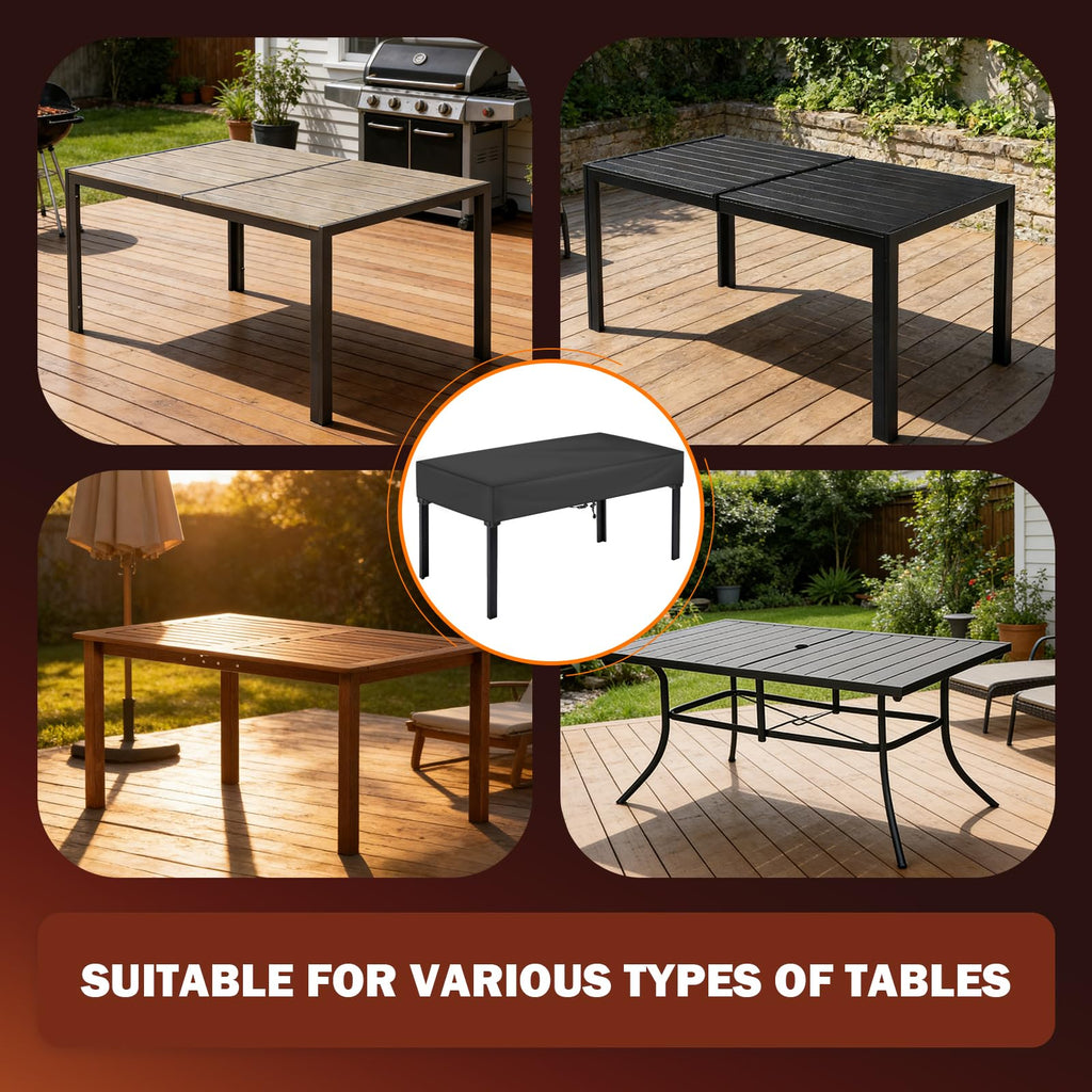 Waterproof Rectangular Patio Table Cover, 75" x 40" x 6", Black