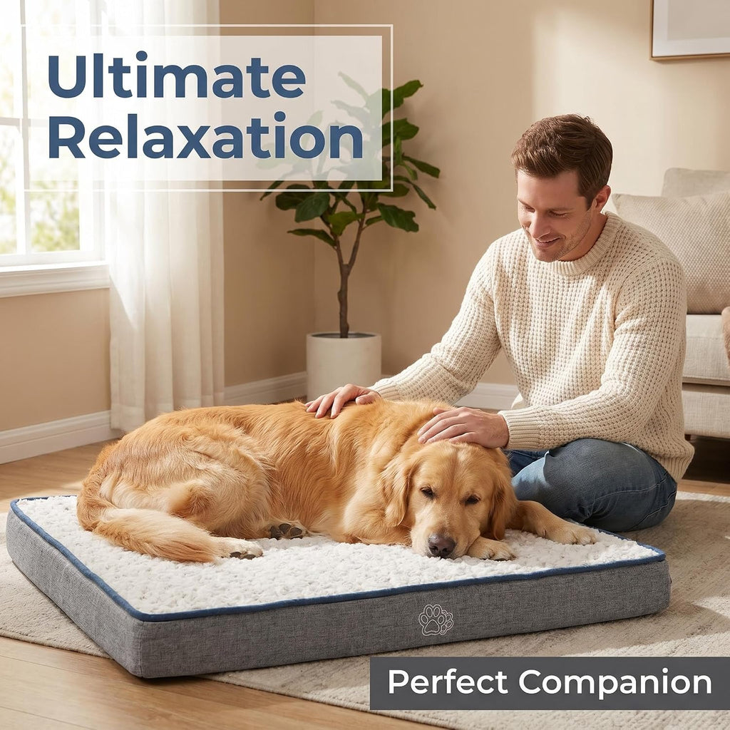 Reversible Dog Bed Mat, Washable Pet Bed for Large Medium Small Dogs, Kennel Pad with Removable Cover, Bed Mattress