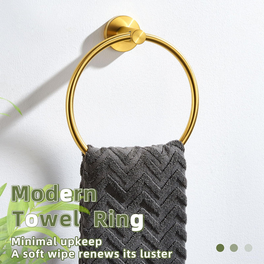 Brushed Dark Gold Towel Ring for Hand Towel Storage, Wall Mounted